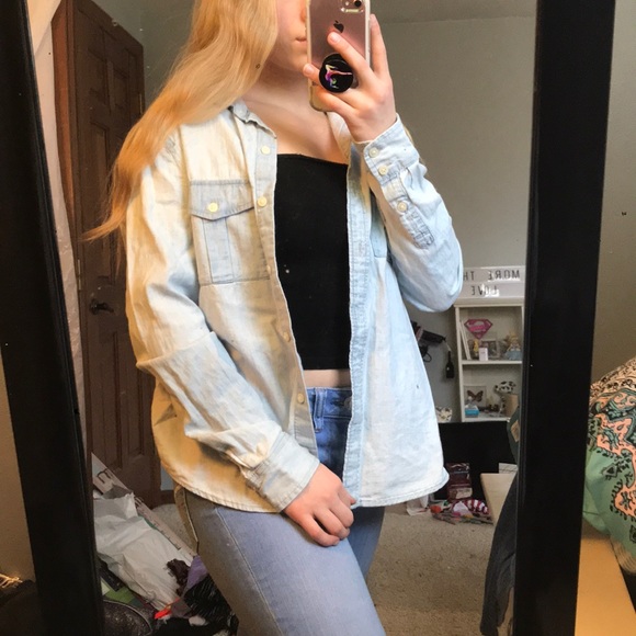 Blue Button Up Top - Picture 5 of 6